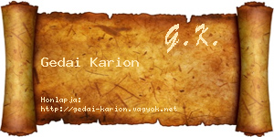 Gedai Karion névjegykártya